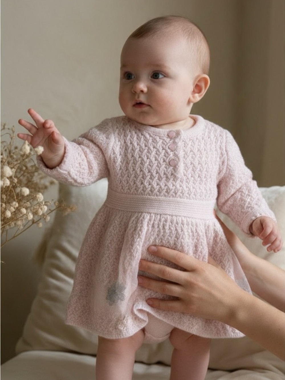 Catherine Malandrino Knit Baby Dress Pink Baby 3-6M